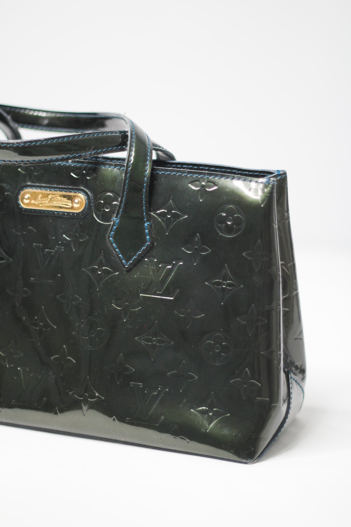 Louis Vuitton Vernis Wilshire PM Leather Green Handbag Top HandleBag