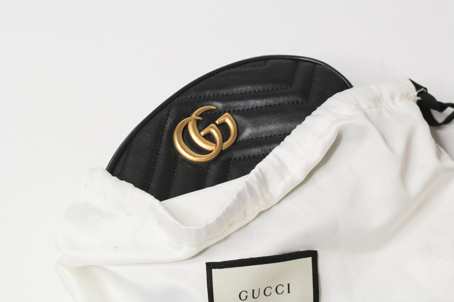 Gucci GG Marmont Black Velvet Leather Mini Belt Bag