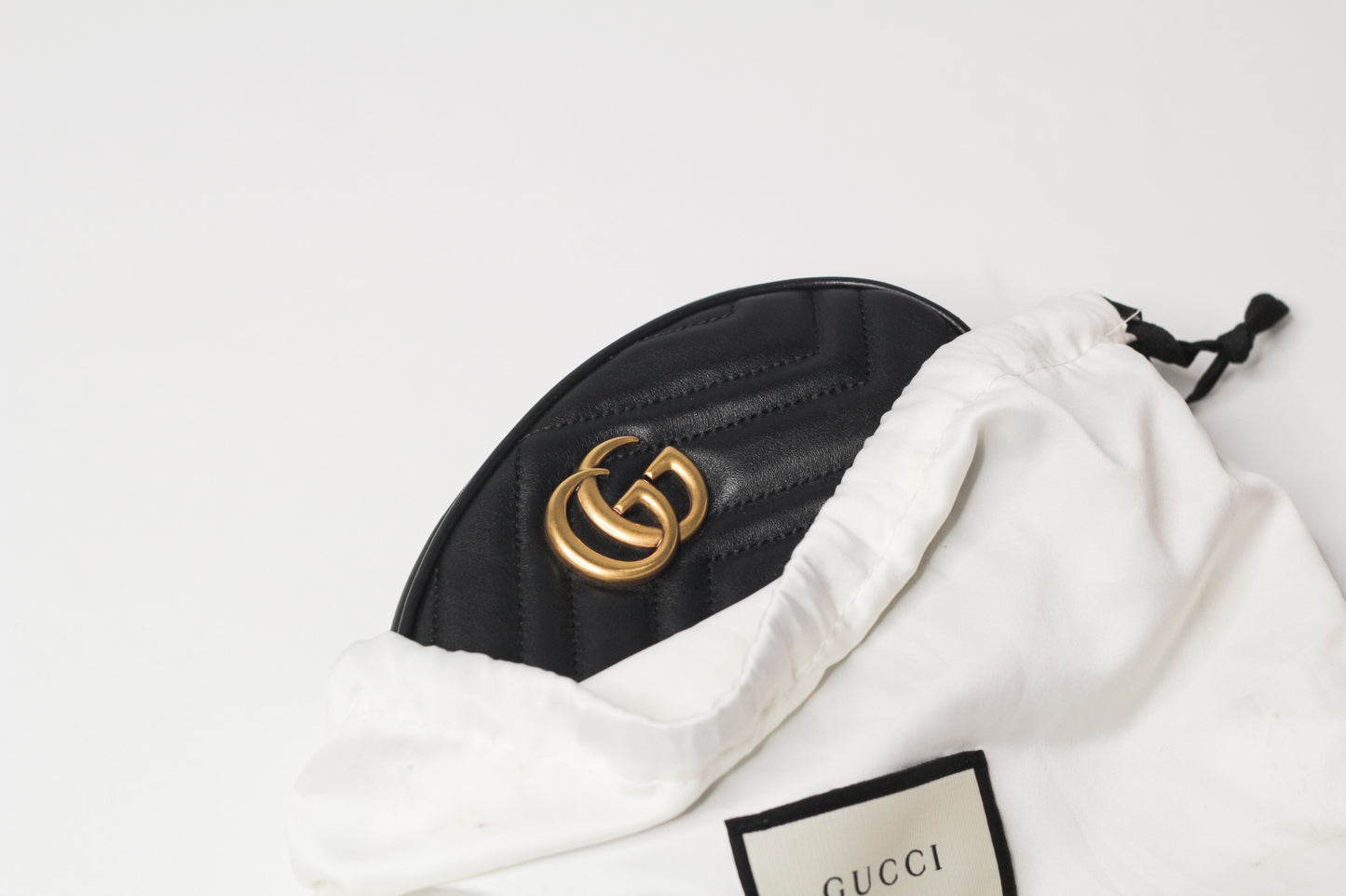 Gucci GG Marmont Black Velvet Leather Mini Belt Bag