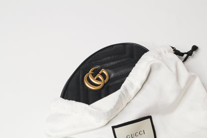 Gucci GG Marmont Black Velvet Leather Mini Belt Bag