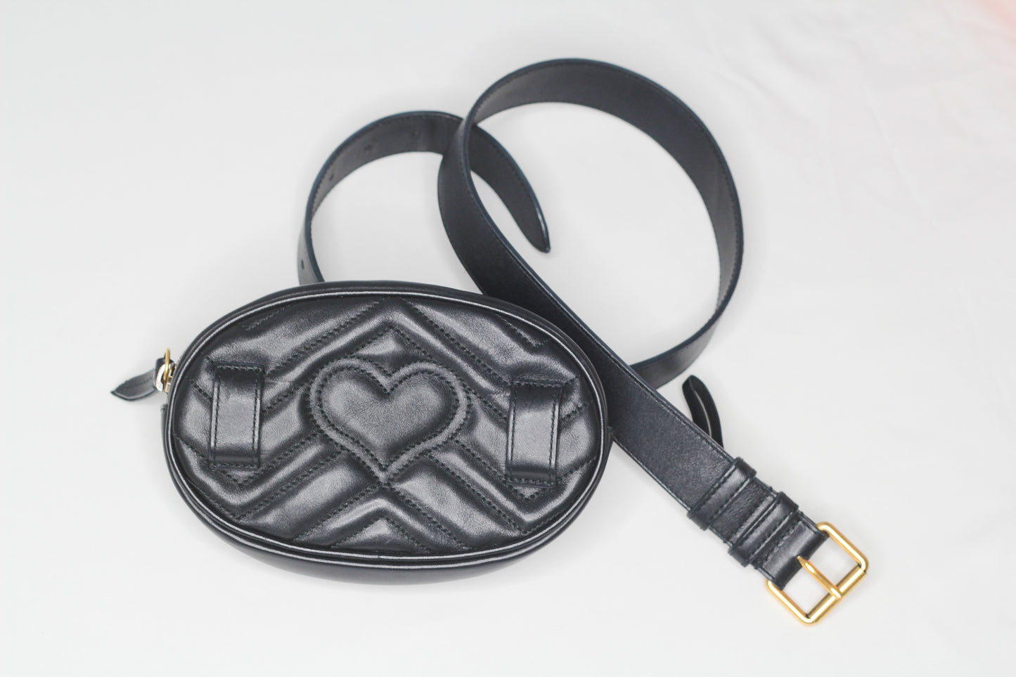 Gucci GG Marmont Black Velvet Leather Mini Belt Bag
