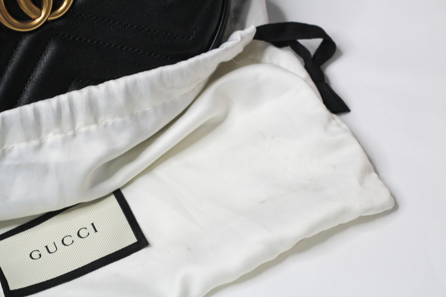 Gucci GG Marmont Black Velvet Leather Mini Belt Bag