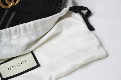 Gucci GG Marmont Black Velvet Leather Mini Belt Bag