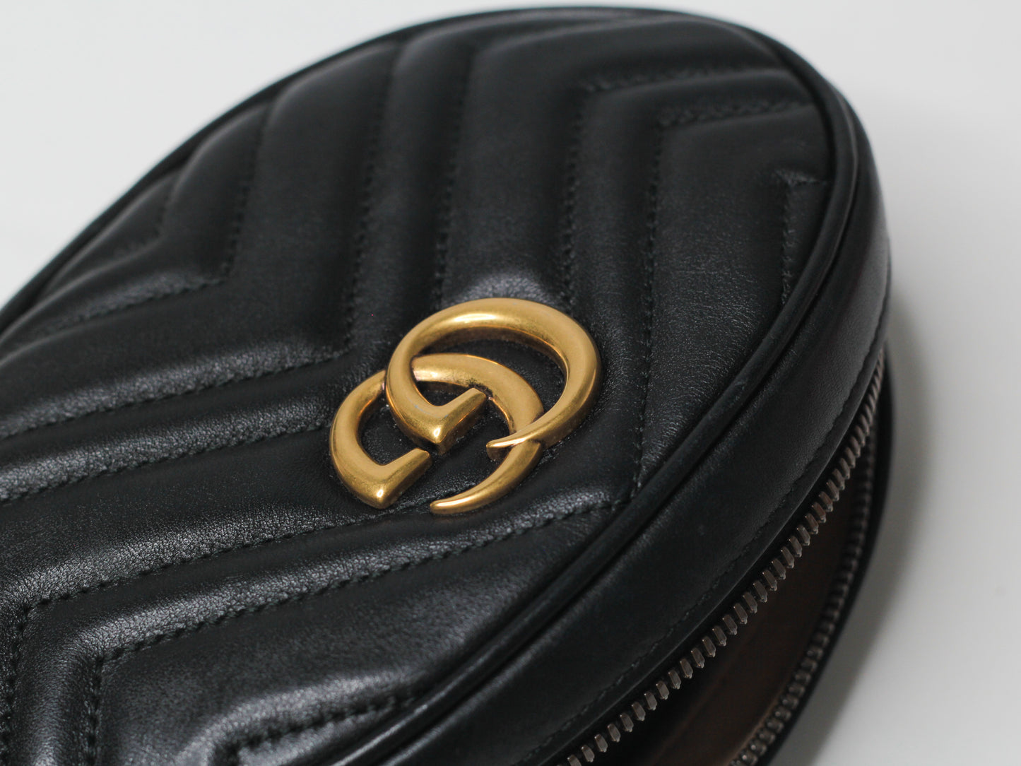 Gucci GG Marmont Black Velvet Leather Mini Belt Bag