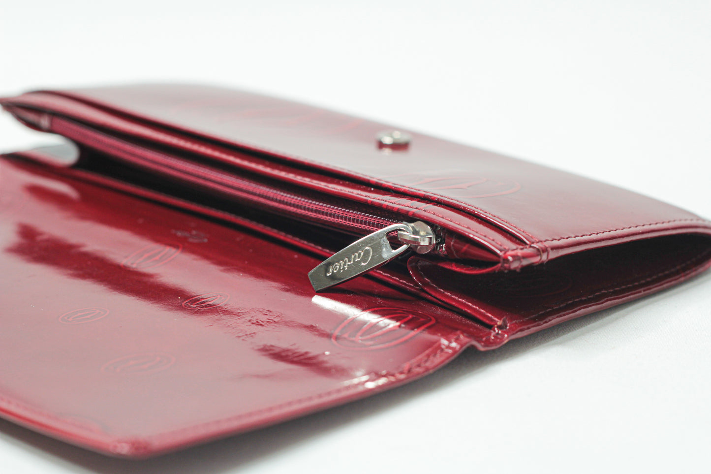 Cartier Dark Red Patent Leather Happy Birthday Continental Wallet