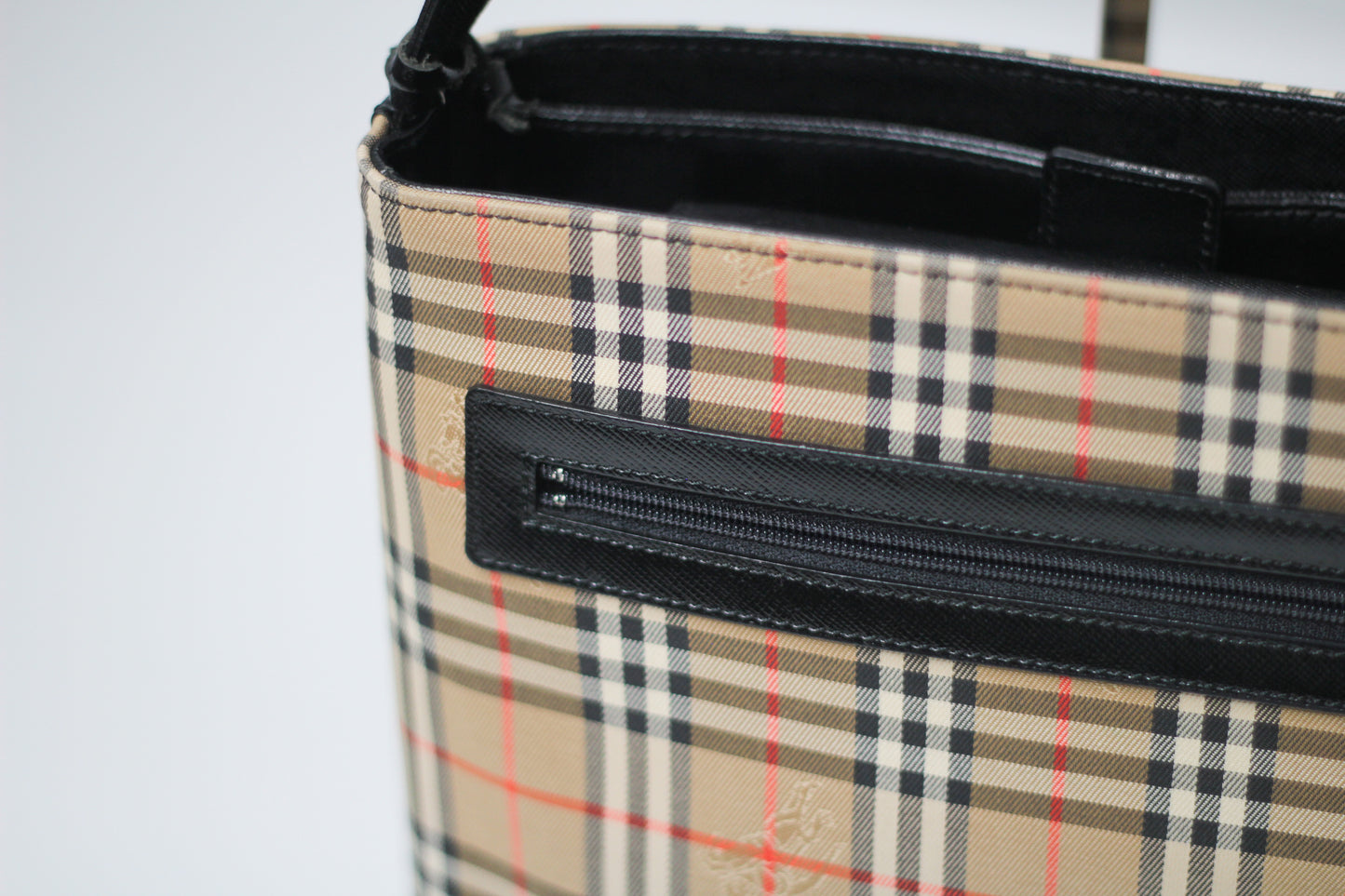 Burberry Black x Beige Nova Check Tote Bag with Gold Medallion