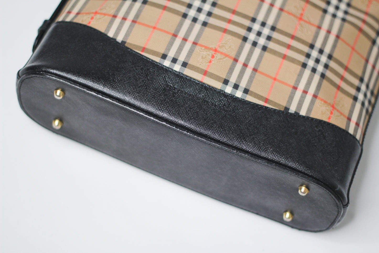 Burberry Black x Beige Nova Check Tote Bag with Gold Medallion
