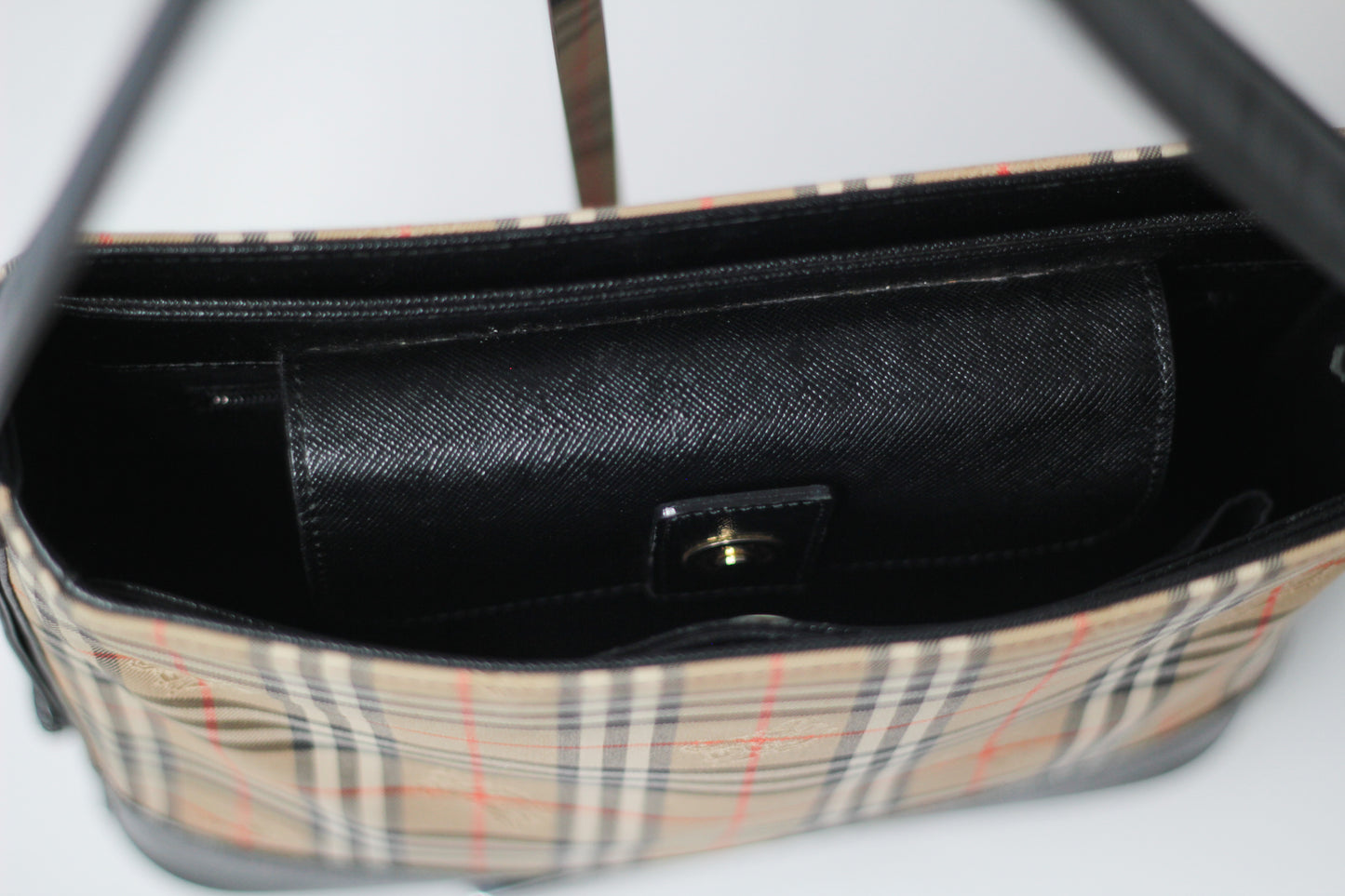 Burberry Black x Beige Nova Check Tote Bag with Gold Medallion